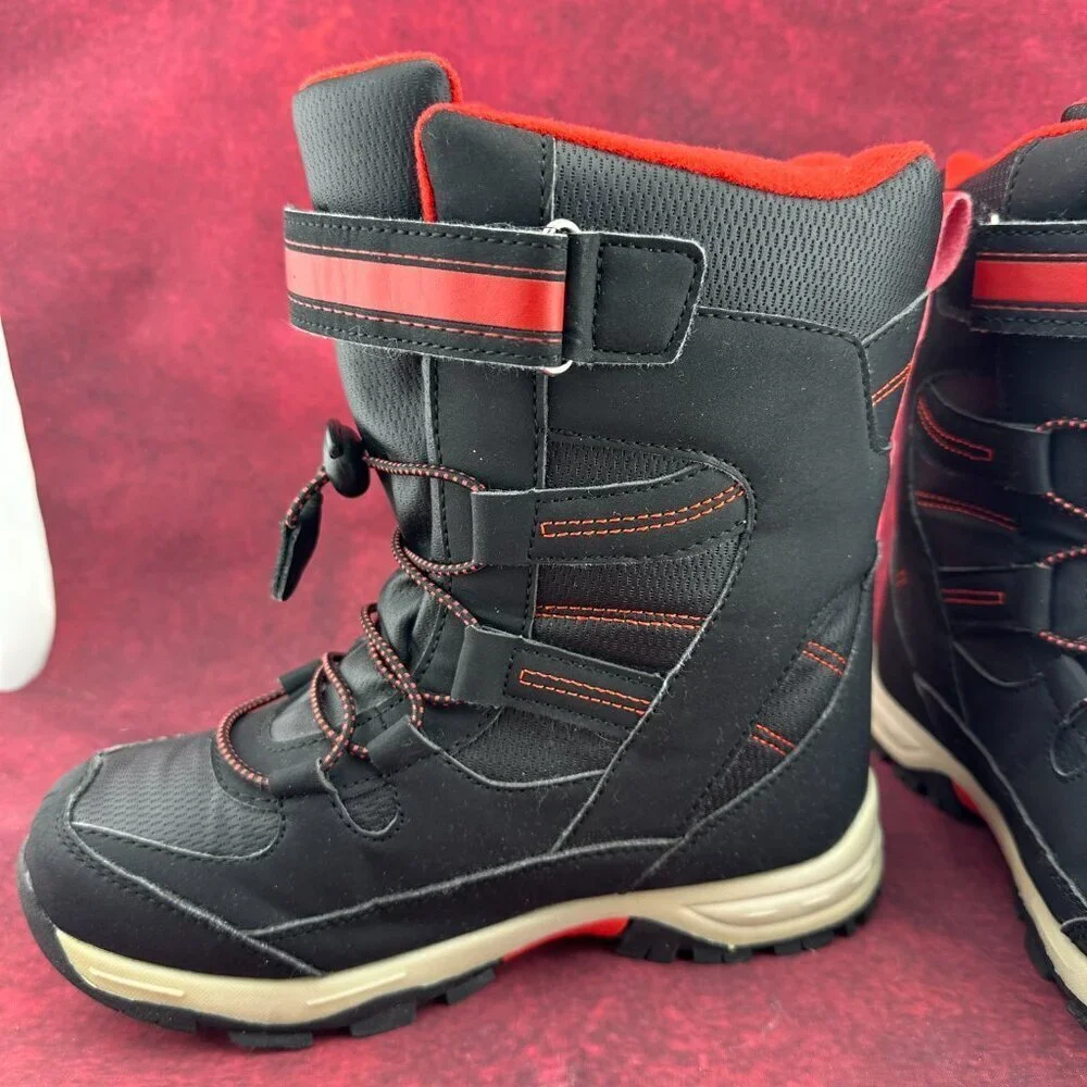 TOTES SAGE KIDS BLACK RED WATERPROOF WINTER BOOTS BOYS SIZE 2 MED